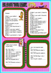 English Worksheet: ALL ABOUT YOUR FAMILY