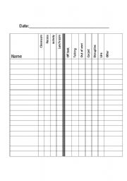 English worksheet: Behavior Tracker