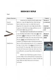 English worksheet: Unit on Report Text-part one