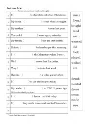 English Worksheet: time expressions and past simples