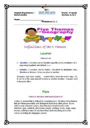 English worksheet: The five themes of geography