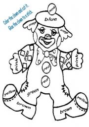 English Worksheet: clown coloring page