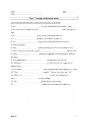 English Worksheet: past continuous