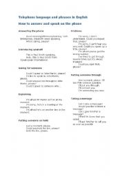 English Worksheet: Telephone language