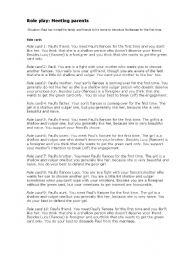English Worksheet: Meeting the parents role play