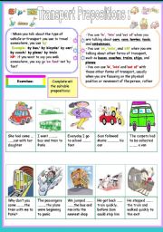 English Worksheet: transport prepositions