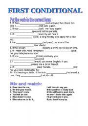 English Worksheet: First conditional