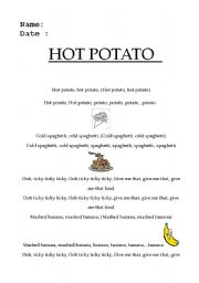 English worksheet: hot potato song