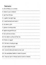 English Worksheet: punctuation 9