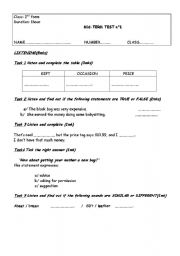 English Worksheet: 2nd form test