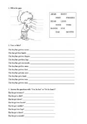 English Worksheet: PARTS OF THE BOY - HAVE GOT