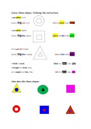 English worksheet: Shapes and colours