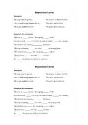 English Worksheet: Preposition Practice