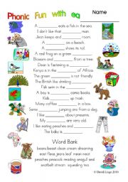 English Worksheet: 3 pages of Phonic Fun with ea: worksheet, story and key (#5)