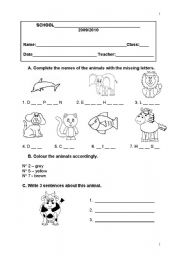 test paper - primary school - 3rd grade (01.03.10)