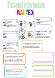English Worksheet: Personal information-Wanted