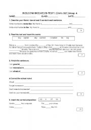 English worksheet: test for 5th graders