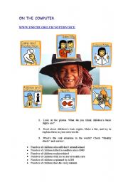 English Worksheet: ON THE COMPUTER: UNICEF