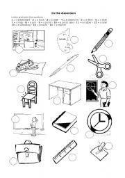 English Worksheet: In the classm