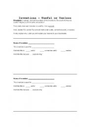 English Worksheet: Inventions: Useful or Useless?