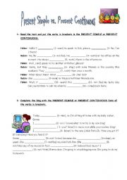 English Worksheet: present simple vs. continuous