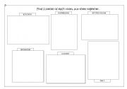 English Worksheet: find pieces of room puzzle