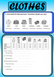 English Worksheet: clothes