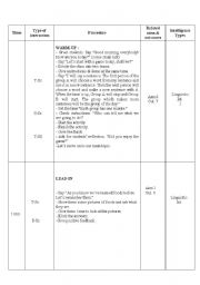 English Worksheet: lesson plan