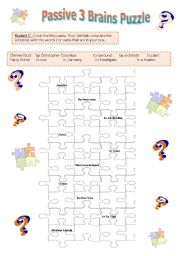 English Worksheet: Passive voice puzzle game - student B