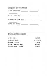 English worksheet: Numbers 