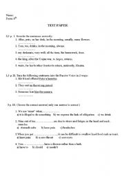 English worksheet: test passive , infinitive 