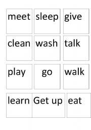 English worksheet: verb cards