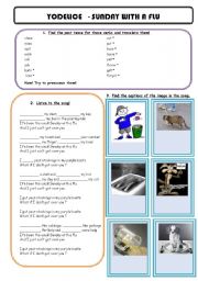 English Worksheet: Yodelice - Sunday with a flu (+keys)