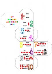 English Worksheet: NUMBER AND COLOURS DICE
