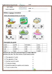 English Worksheet: Write the missing letters on the lines.