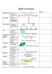 English Worksheet: Math Dictionary