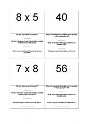 English Worksheet: Multiplication game
