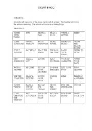 English Worksheet: SILENT BINGO