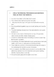 English worksheet: SENTENCES WITH PERSONAL PRONOUNS