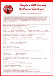 English Worksheet: VIDEO - Coca cola ad