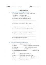 English worksheet: Test on Simple Past Tense