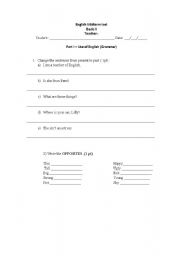 English worksheet: midterm test 2nd semester