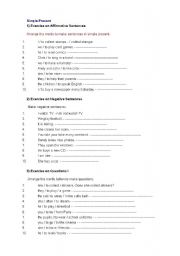 English Worksheet: simple present excercises