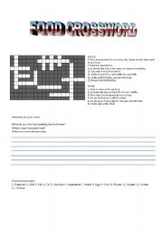 English Worksheet: Food crossword elementary