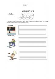 English worksheet: jobs (daily routines)
