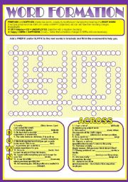English Worksheet: WORD FORMATION - PREFIXES & SUFFIXES + key