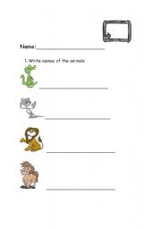 English worksheet: Animals