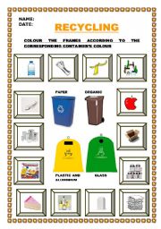 English Worksheet: LETS RECYCLE