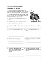 English worksheet: THE BEE AND THE LADYBUG