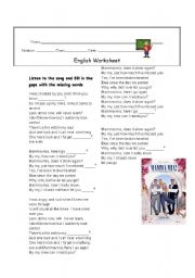 English Worksheet: Listening: Mamma Mia song